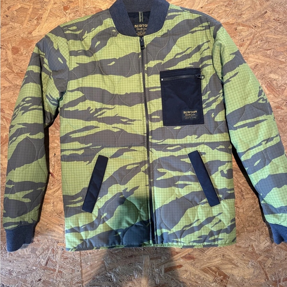 Burton Men's Green and Gray Patterned Bomber Jacket THERMOLITE sz xs